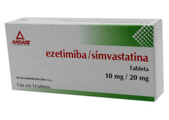 EZETIMIBA SIMVASTATINA TAB. 10/20 MG. CAJA C/14