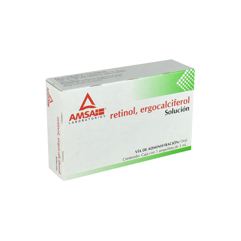 VITAMINAS A D SOL INGERIBLE 6,000/400 U.I. CAJA C1 AMP C3ML (RETINOL/ERGOCAL)