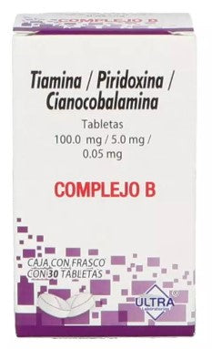 COMPLEJO B TAB.100/5/0.05 MG. CAJA C/FCO. C/30 (TIAMINA/PIRIDOXINA/CIANOCOBALAMINA)