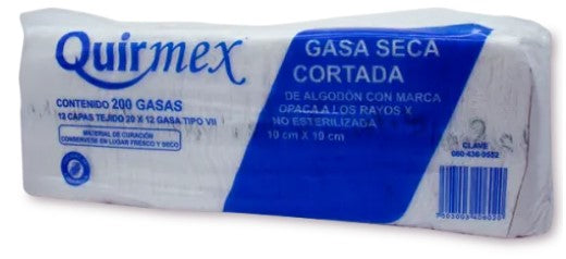 GASA SECA RAYO-X 12 CAPAS 200 GASAS 10C