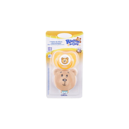 CHUPON RICITOS ORO +PORTA CHUP 6M+