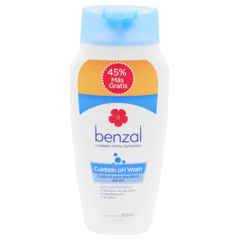 Benzal Wash Cuidado Ph C/lactoprebiotico Shampoo Env. C/240 Ml. Agua- Lauret Sulfato De Sodio-