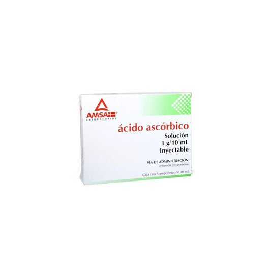 ACIDO ASCORBICO INY. 1 G. CAJA C/6 AMP. C/10 ML.