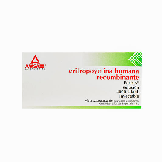 ERITROPOYETINA INY. 4000 UI./1 ML. CAJA C/6 FCOS. AMP. C/1 ML.