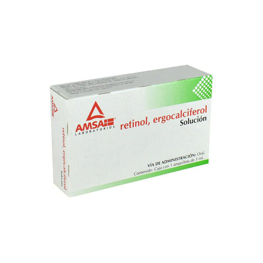 VITAMINAS A D SOL INGERIBLE 6,000/400 U.I. CAJA C1 AMP C3ML (RETINOL/ERGOCAL)