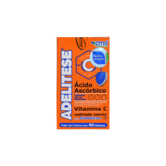 ADELITESE TAB. MASTIC. 250 MG. CAJA C/FCO. C/60 SABOR NARANJA (ACIDO ASCORBICO)