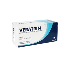 VERATRIN CAP 0.75/25/215 MG CAJA C20 (BETAMETASONA, INDOMETACINA, METOCARBAMOL)