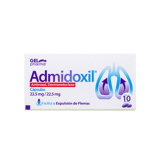 ADMIDOXIL CAP. 22.5/22.5 MG. CAJA C/10 (AMBROXOL/DEXTROMETORFANO)