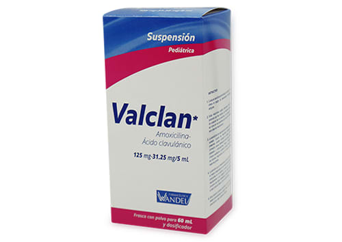 VALCLAN SUSP. PEDIATRICA 125/31.25 MG. CAJA FCO. C/PVO. P/60 ML.