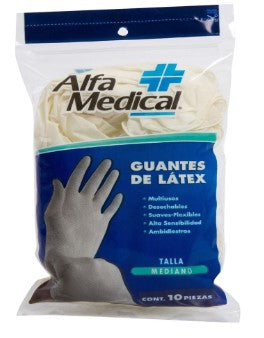GUANTES DE LATEX MULTIUSOS BLANCOS / MEDIANO