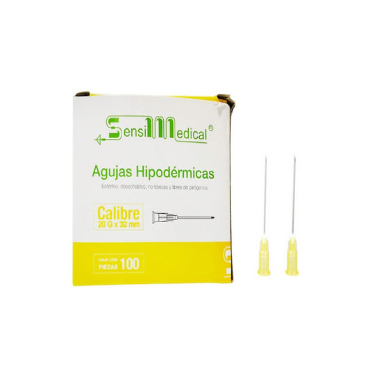 AGUJA HIPODERMICA 20GX32 MM. AMARILLA CAJA C/100